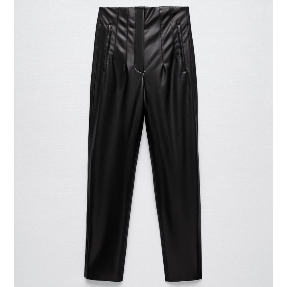 Zara faux leather high waisted pants size medium